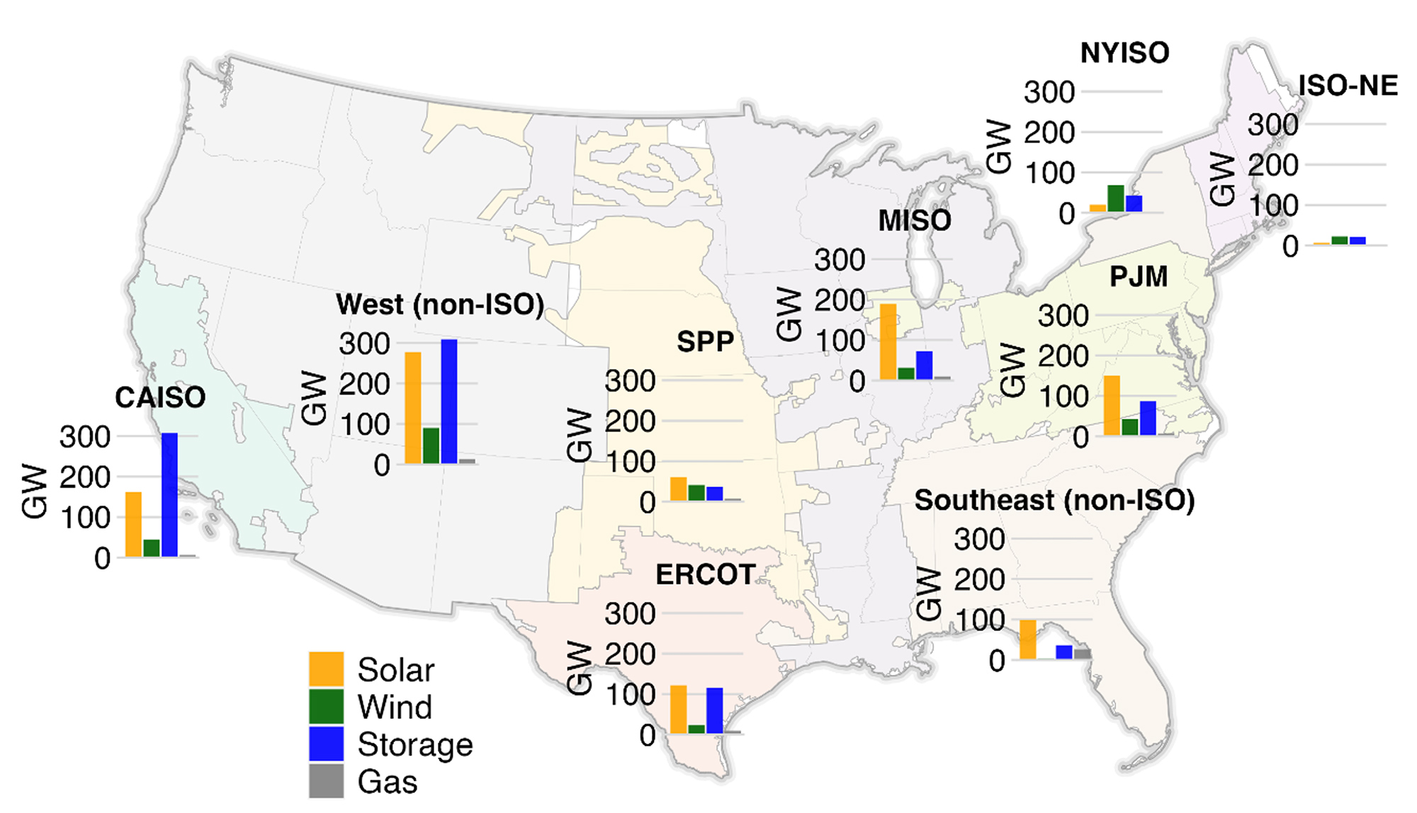 Figure 2: U.S. Map Displaying Active Projects Seeking Grid Interconnection