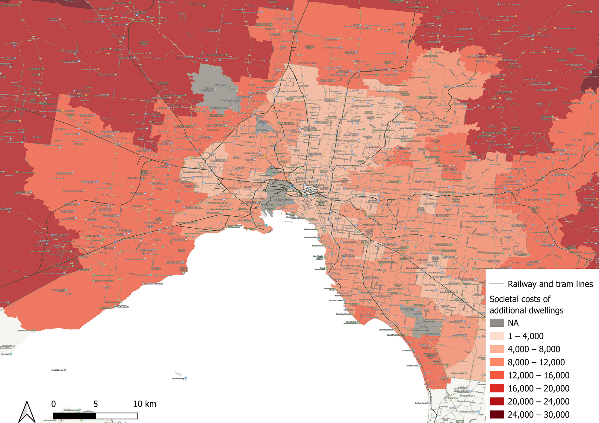 Societal costs of additional dwellings